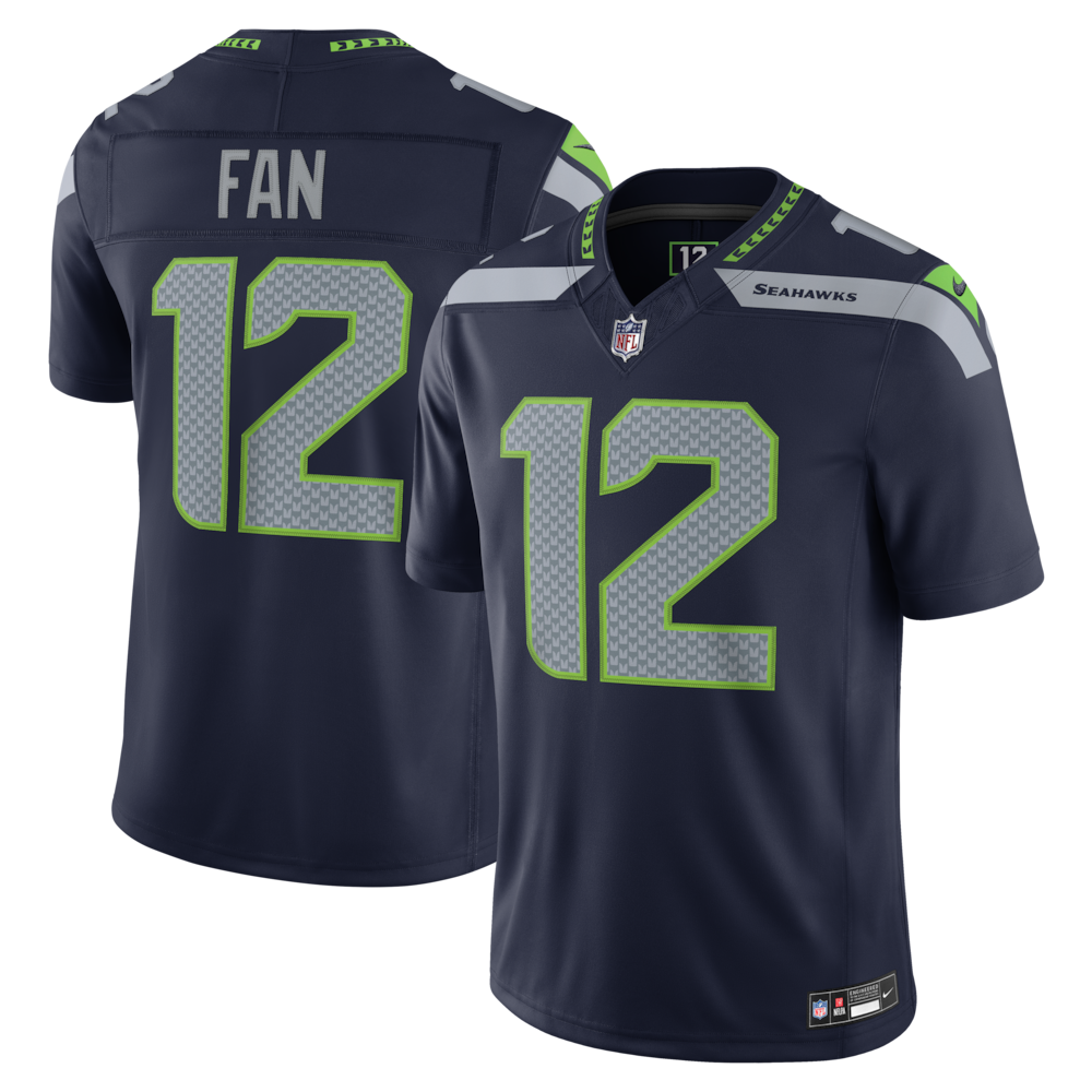 Seattle Seahawks Merch - Men's 12s College Team Vapor F.U.S.E. Stitched Limited Jersey, Navy