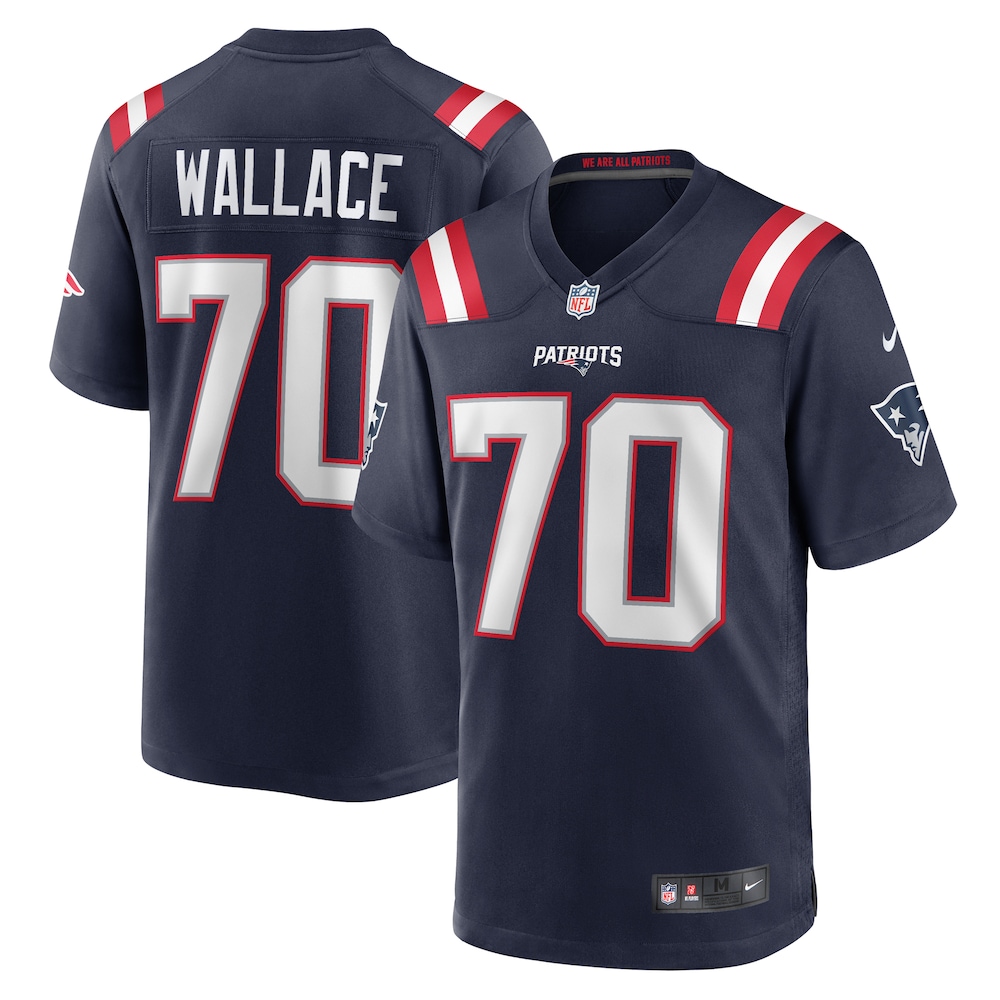 New England Patriots Merch - Men's Caedan Wallace Game Jersey, Navy 1 - Unicasport New England Patriots Merch - Men's Caedan Wallace Game Jersey, Navy