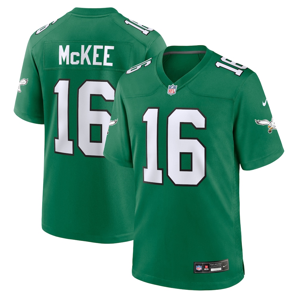 Philadelphia Eagles Merch - Men's Tanner McKee Kelly Alternate Game Jersey, Green 1 - Unicasport Philadelphia Eagles Merch - Men's Tanner McKee Kelly Alternate Game Jersey, Green
