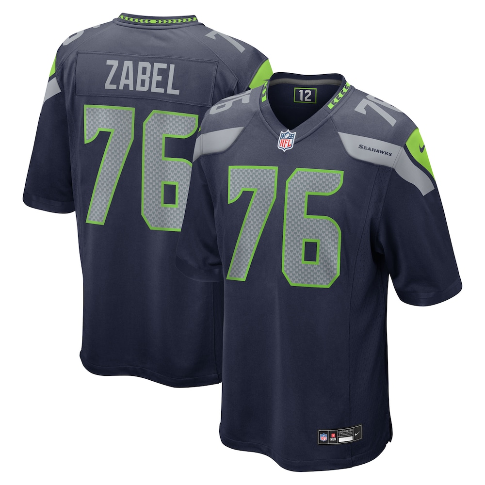 Seattle Seahawks Merch - Men's Zabel Team Game Jersey, Navy Grey 1 - Unicasport Seattle Seahawks Merch - Men's Zabel Team Game Jersey, Navy Grey