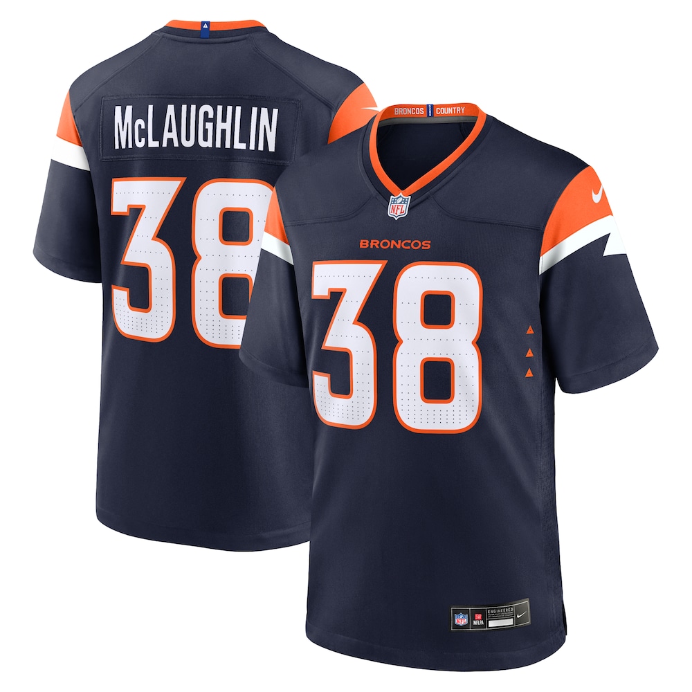 Denver Broncos Merch - Men's Jaleel McLaughlin Alternate Game Jersey, Navy - American Football Fan Gifts 1 - Unicasport Denver Broncos Merch - Men's Jaleel McLaughlin Alternate Game Jersey, Navy - American Football Fan Gifts
