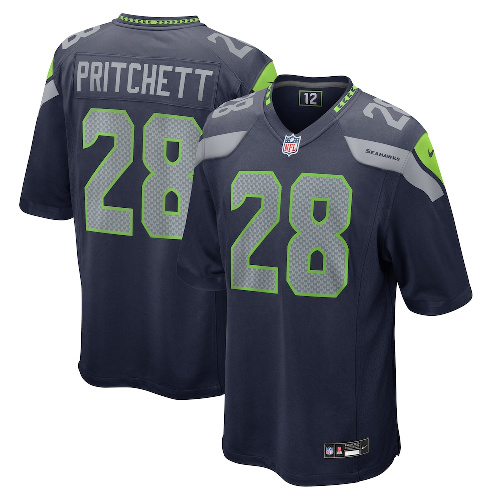 Seattle Seahawks Merch - Men's Nehemiah Pritchett College Game Jersey, Navy 1 - Unicasport Seattle Seahawks Merch - Men's Nehemiah Pritchett College Game Jersey, Navy