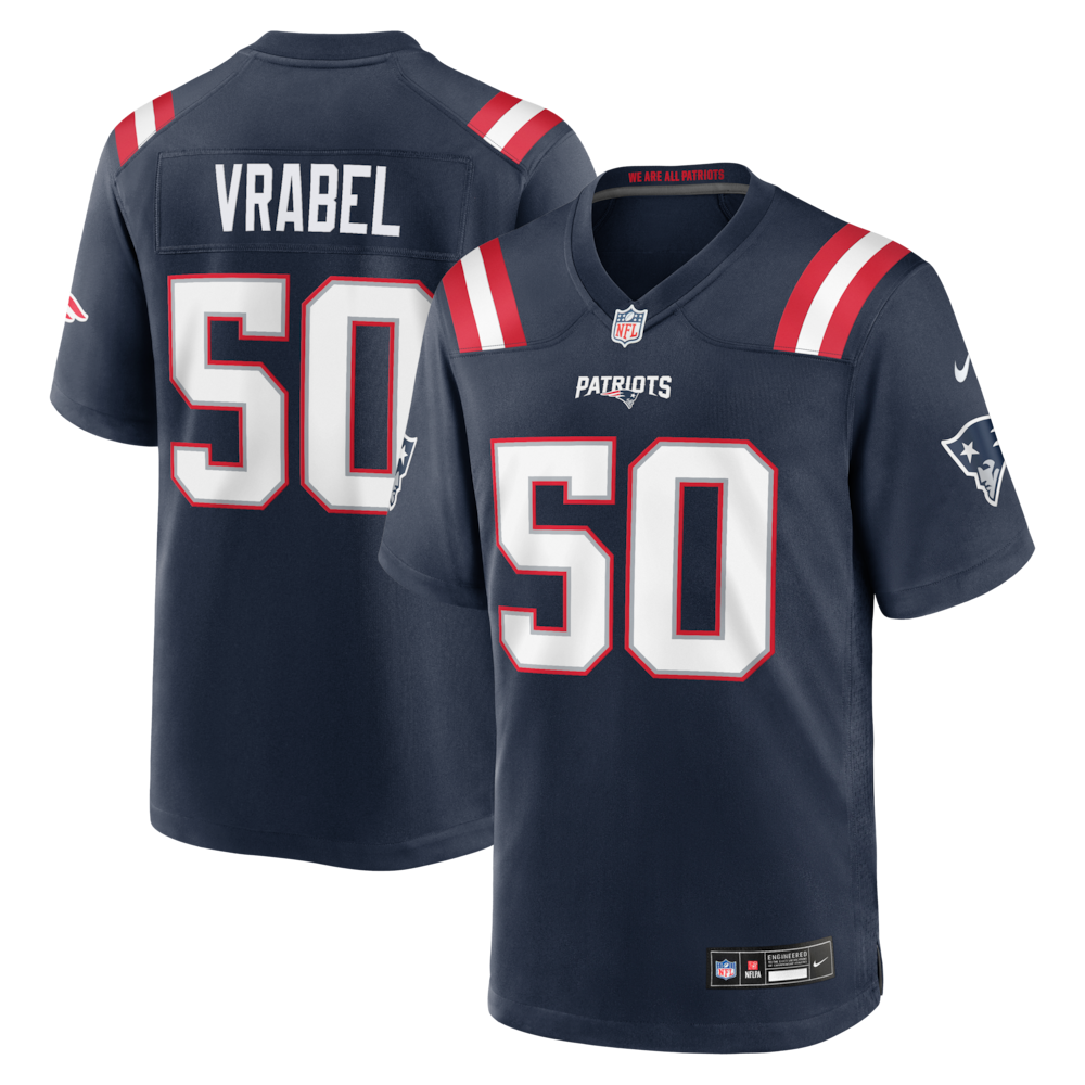 New England Patriots Merch - Men's Mike Vrabel Game Retired Player Jersey, Navy 1 - Unicasport New England Patriots Merch - Men's Mike Vrabel Game Retired Player Jersey, Navy