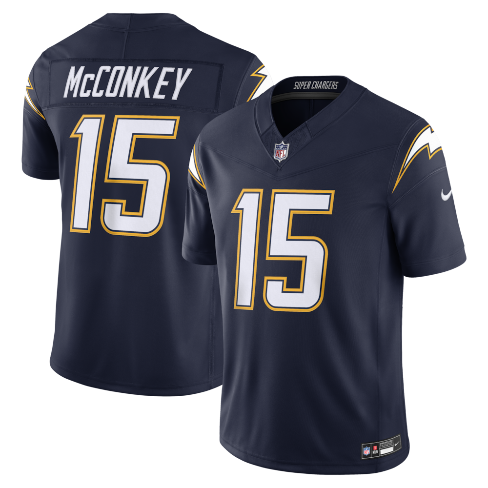 Los Angeles Chargers Merch - Men's Ladd McConkey Alternate Super Chargers Vapor F.U.S.E. Stitched Limited Jersey, Navy 1 - Unicasport Los Angeles Chargers Merch - Men's Ladd McConkey Alternate Super Chargers Vapor F.U.S.E. Stitched Limited Jersey, Navy