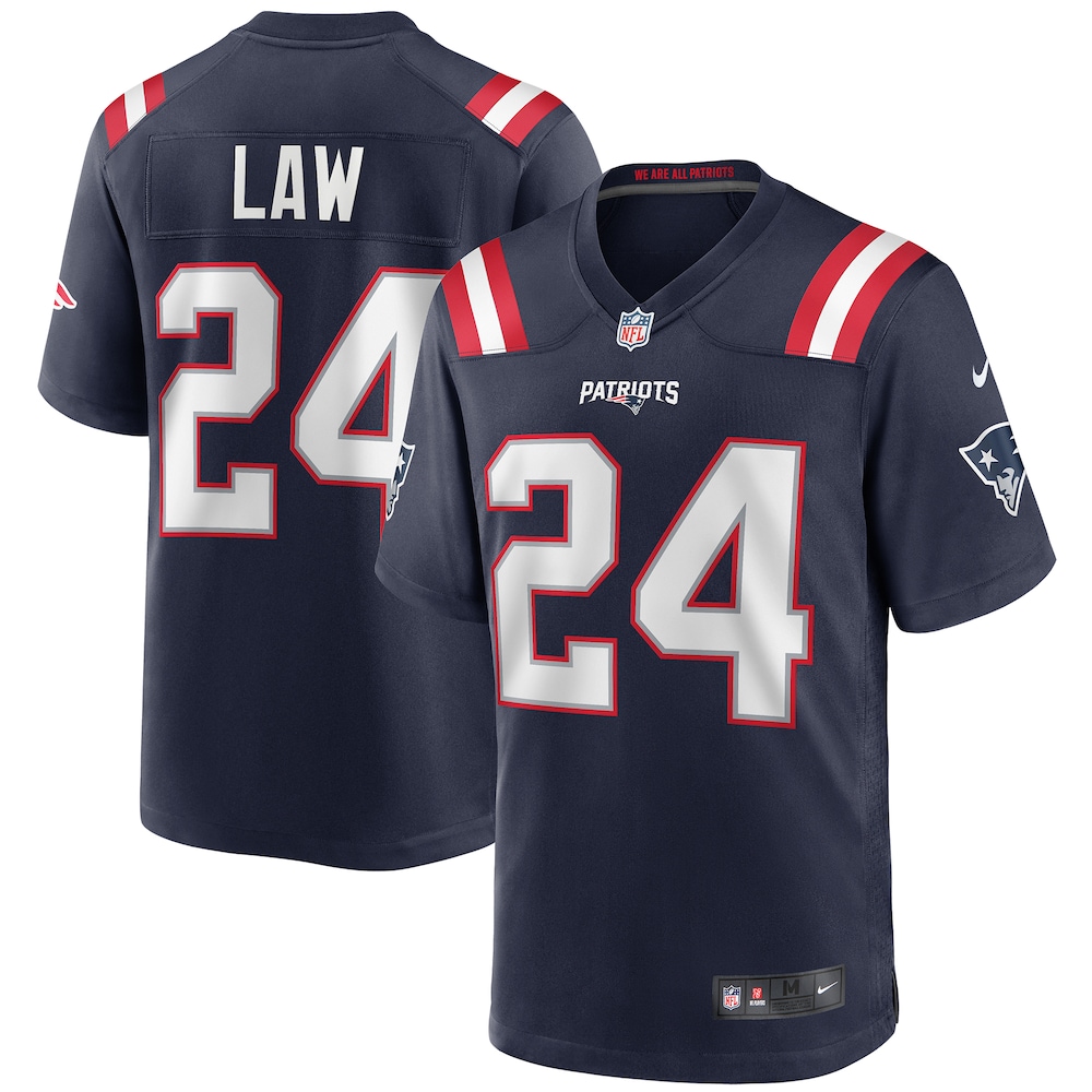New England Patriots Merch - Men's Ty Law Game Retired Player Jersey, Navy 1 - Unicasport New England Patriots Merch - Men's Ty Law Game Retired Player Jersey, Navy