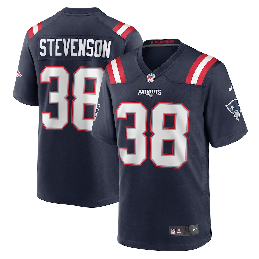 New England Patriots Merch - Men's Rhamondre Stevenson Game Jersey, Navy 1 - Unicasport New England Patriots Merch - Men's Rhamondre Stevenson Game Jersey, Navy