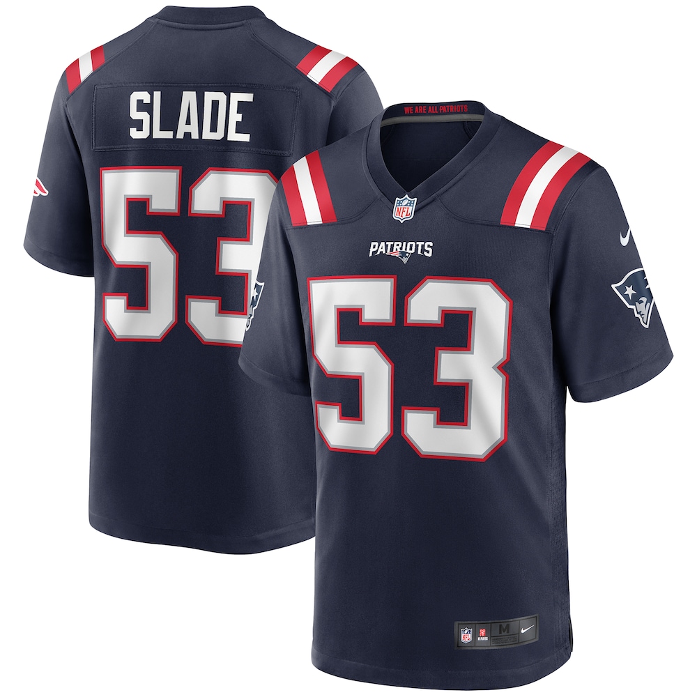 New England Patriots Merch - Men's Chris Slade Game Retired Player Jersey, Navy 1 - Unicasport New England Patriots Merch - Men's Chris Slade Game Retired Player Jersey, Navy