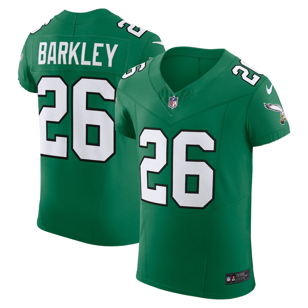 Philadelphia Eagles Merch - Men's Saquon Barkley Kelly Alternate Vapor F.U.S.E. Elite Jersey, Green 1 - Unicasport Philadelphia Eagles Merch - Men's Saquon Barkley Kelly Alternate Vapor F.U.S.E. Elite Jersey, Green
