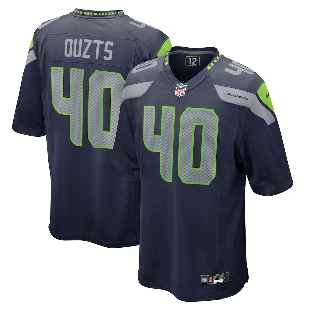 Seattle Seahawks Merch - Men's Robbie Ouzts College Team Game Jersey, Navy 1 - Unicasport Seattle Seahawks Merch - Men's Robbie Ouzts College Team Game Jersey, Navy