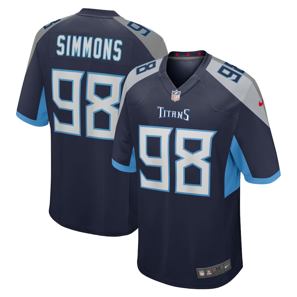 Tennessee Titans Merch - Men's Jeffery Simmons Game Jersey, Navy 1 - Unicasport Tennessee Titans Merch - Men's Jeffery Simmons Game Jersey, Navy