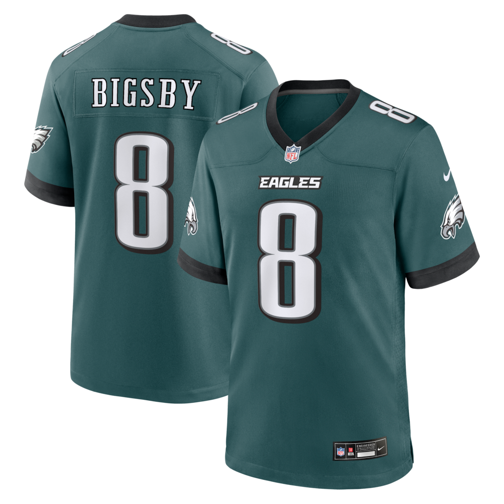 Philadelphia Eagles Merch - Men's Tank Bigsby Midnight Team Game Jersey, Green 1 - Unicasport Philadelphia Eagles Merch - Men's Tank Bigsby Midnight Team Game Jersey, Green