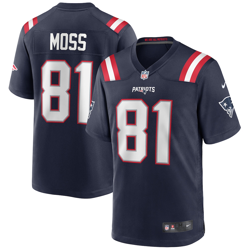 New England Patriots Merch - Men's Randy Moss Game Retired Player Jersey, Navy 1 - Unicasport New England Patriots Merch - Men's Randy Moss Game Retired Player Jersey, Navy