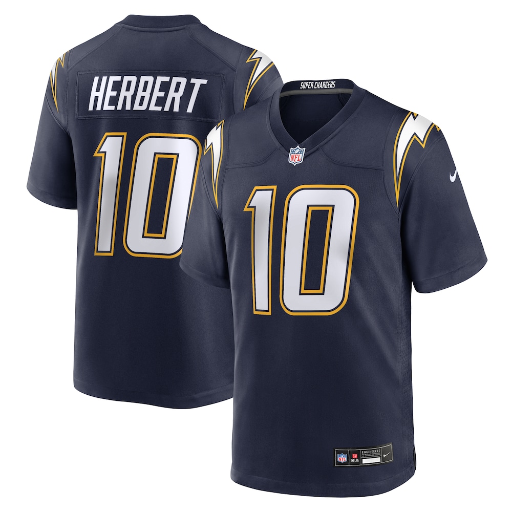 Los Angeles Chargers Merch - Men's Justin Herbert Alternate Super Chargers Jersey, Navy 1 - Unicasport Los Angeles Chargers Merch - Men's Justin Herbert Alternate Super Chargers Jersey, Navy