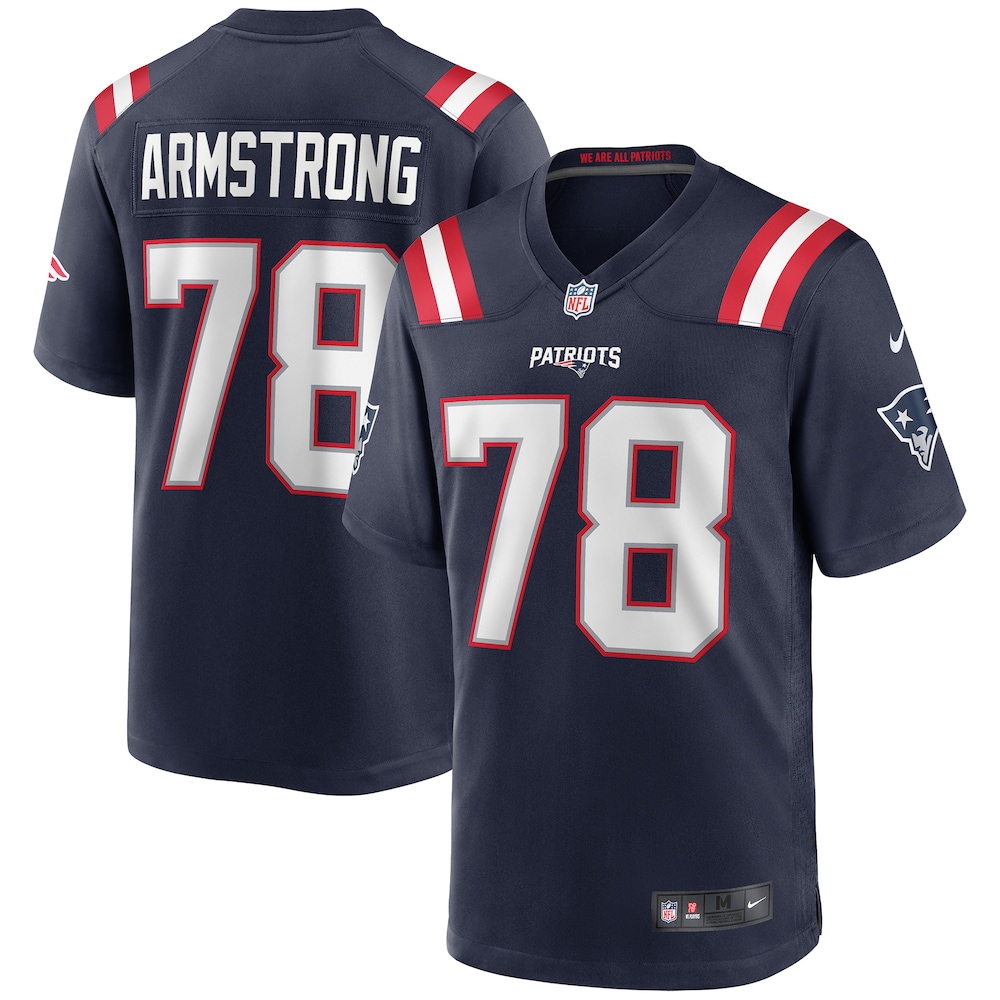 New England Patriots Merch - Men's Bruce Armstrong Game Retired Player Jersey, Navy 1 - Unicasport New England Patriots Merch - Men's Bruce Armstrong Game Retired Player Jersey, Navy