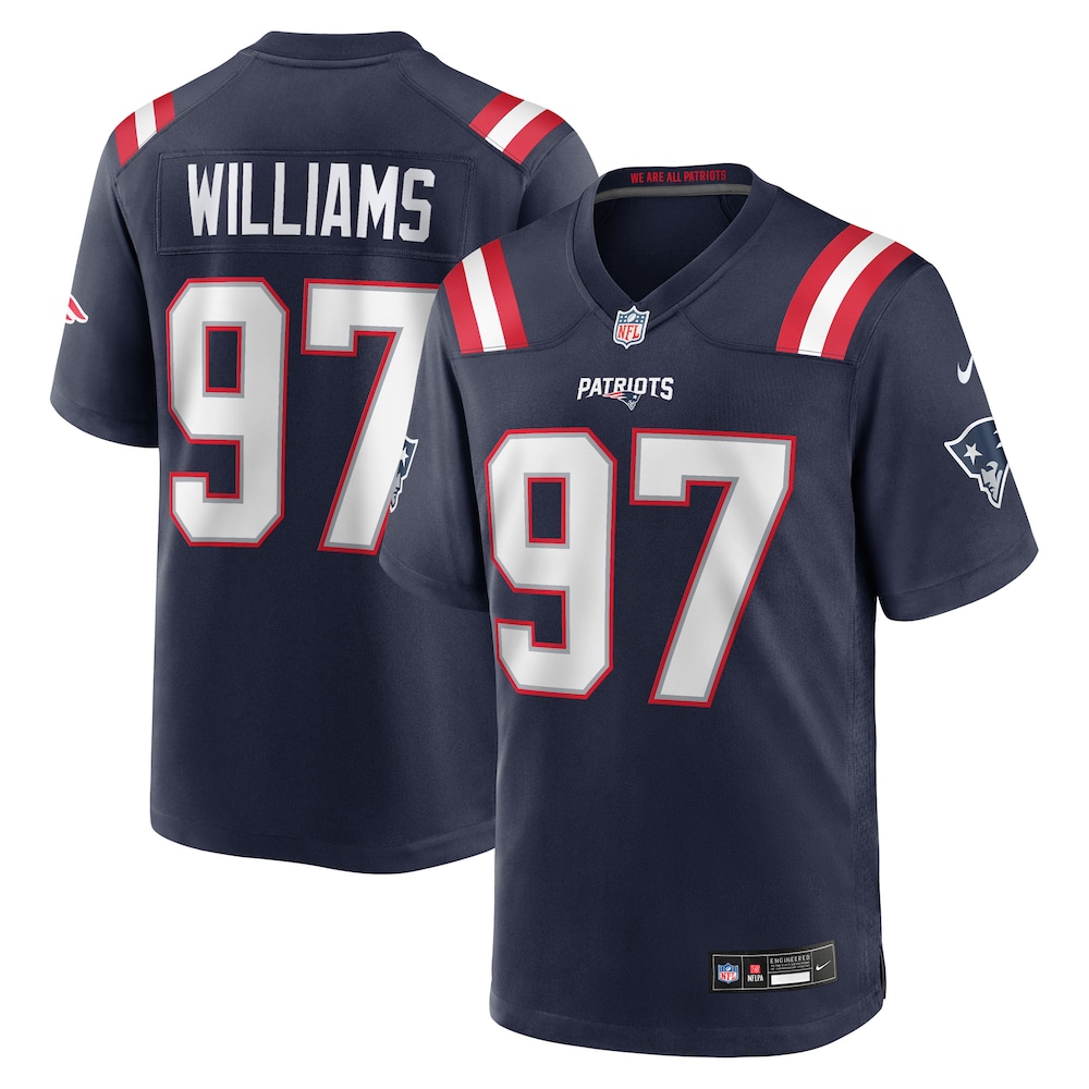 New England Patriots Merch - Men's Milton Williams Jersey, Navy 1 - Unicasport New England Patriots Merch - Men's Milton Williams Jersey, Navy