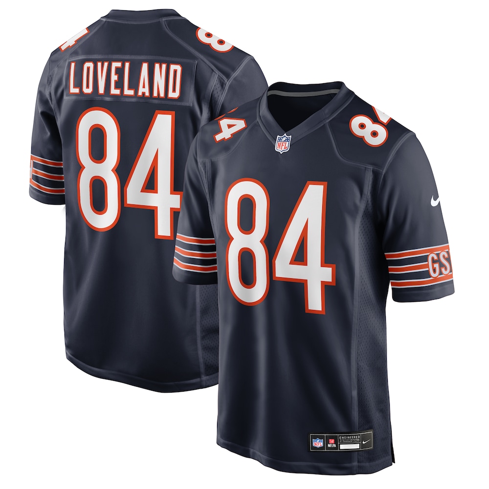Chicago Bears Merch - Men's Colston Loveland Team Game Jersey, Navy 1 - Unicasport Chicago Bears Merch - Men's Colston Loveland Team Game Jersey, Navy