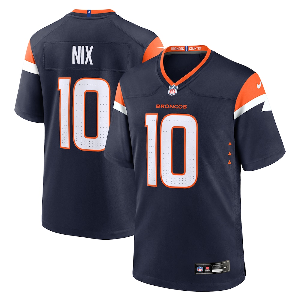 Denver Broncos Merch - Men's Bo Nix Alternate Game Jersey, Navy 1 - Unicasport Denver Broncos Merch - Men's Bo Nix Alternate Game Jersey, Navy
