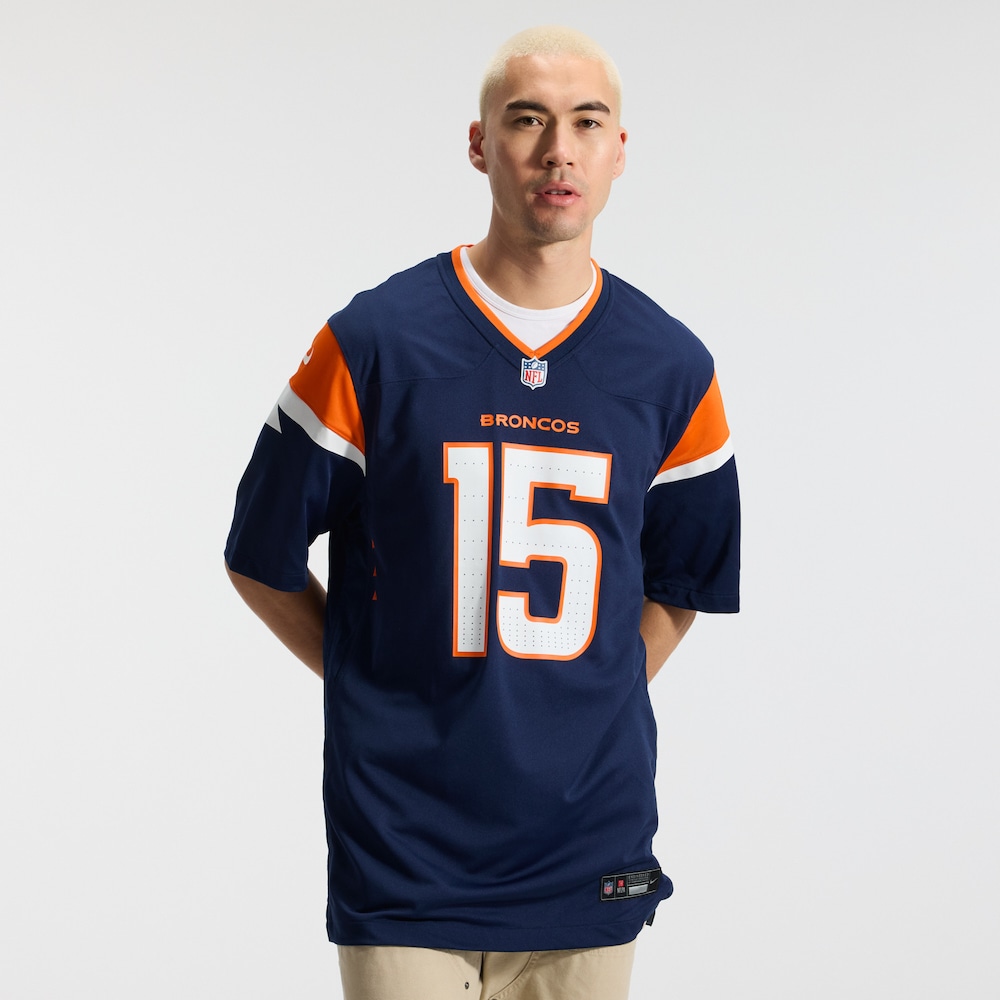 Denver Broncos Merch - Men's Nik Bonitto Alternate Game Jersey, Navy 1 - Unicasport Denver Broncos Merch - Men's Nik Bonitto Alternate Game Jersey, Navy