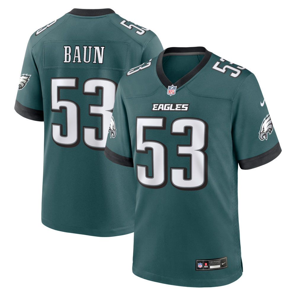 Philadelphia Eagles Merch - Men's Zack Baun Midnight Team Game Jersey, Green 1 - Unicasport Philadelphia Eagles Merch - Men's Zack Baun Midnight Team Game Jersey, Green