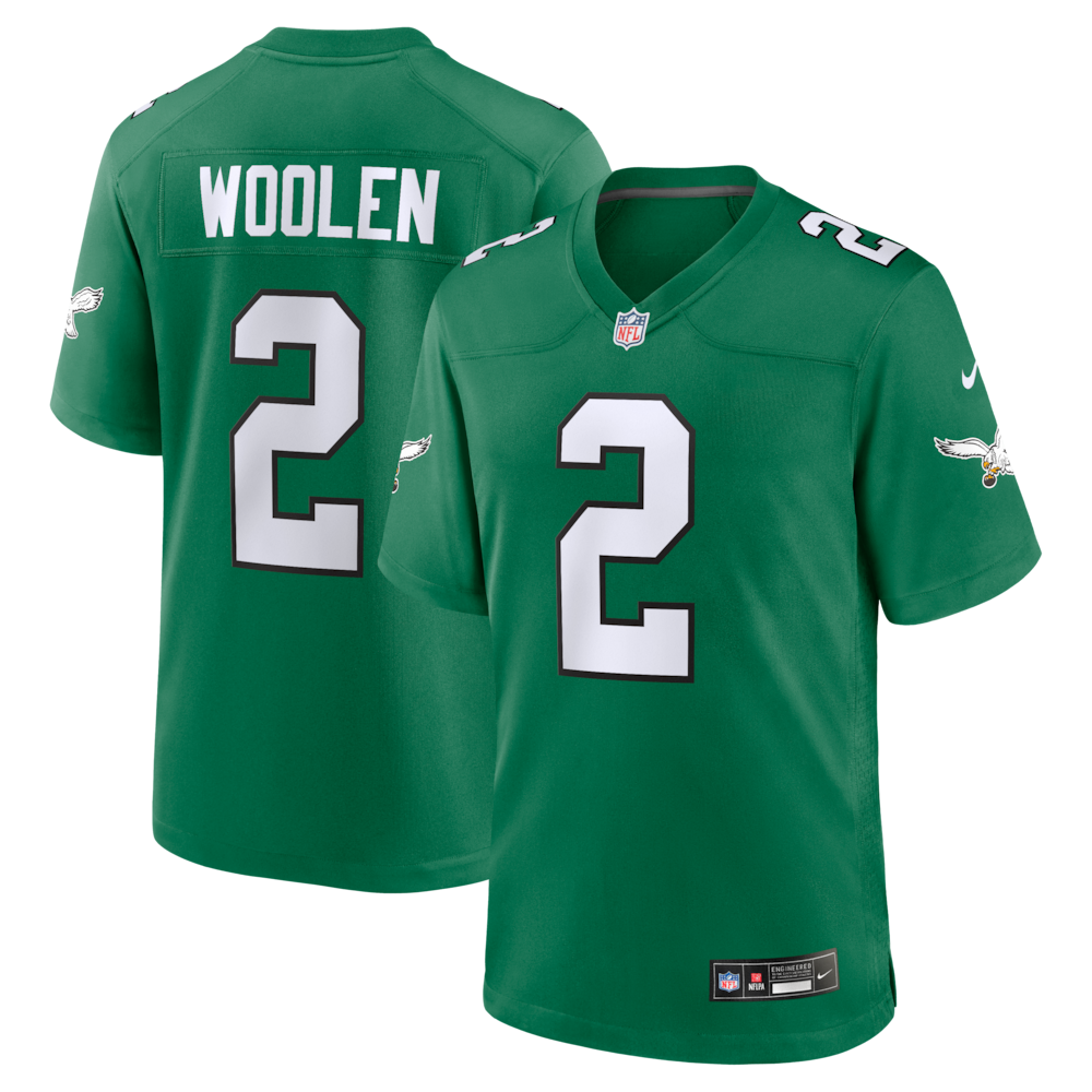 Philadelphia Eagles Merch - Men's Tariq Woolen Kelly Alternate Game Jersey, Green 1 - Unicasport Philadelphia Eagles Merch - Men's Tariq Woolen Kelly Alternate Game Jersey, Green