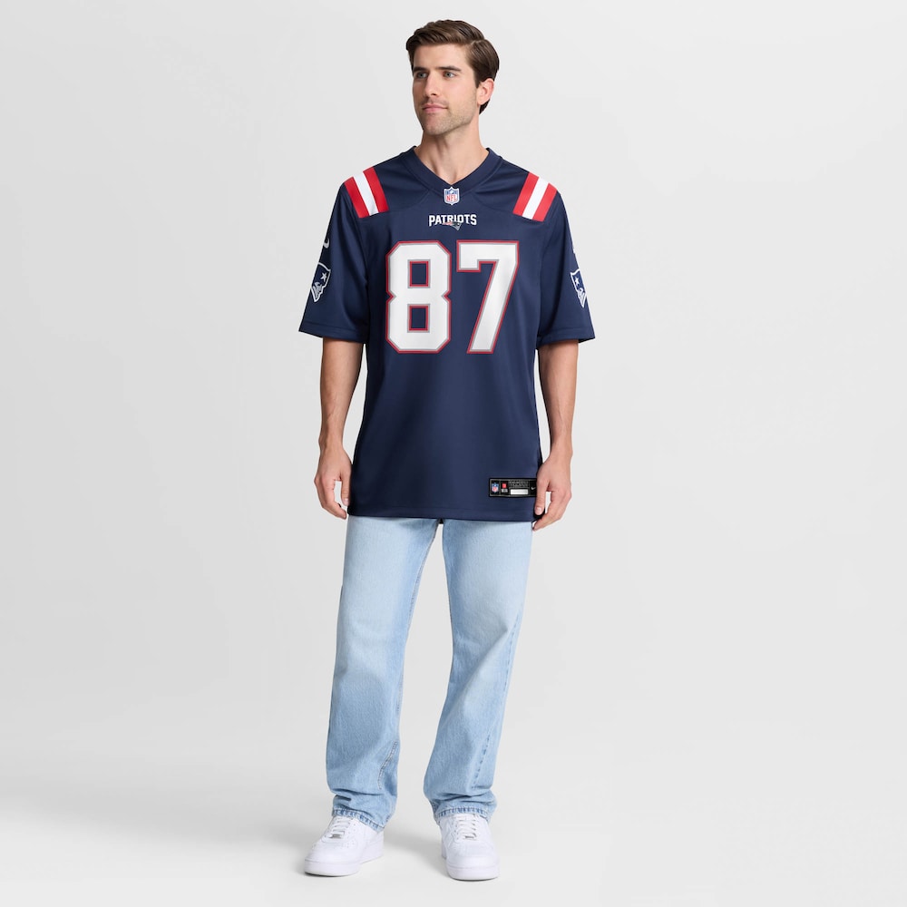 New England Patriots Merch - Men's Romeo Doubs Game Jersey, Navy 1 - Unicasport New England Patriots Merch - Men's Romeo Doubs Game Jersey, Navy