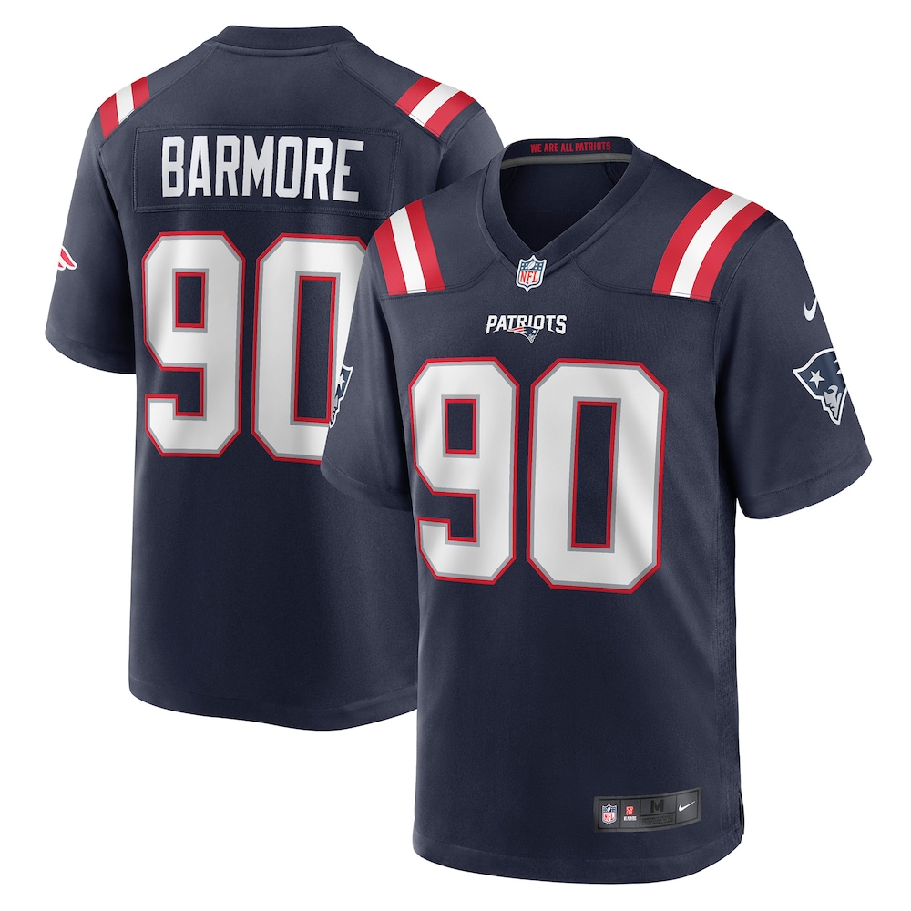 New England Patriots Merch - Men's Christian Barmore Player Game Jersey, Navy 1 - Unicasport New England Patriots Merch - Men's Christian Barmore Player Game Jersey, Navy