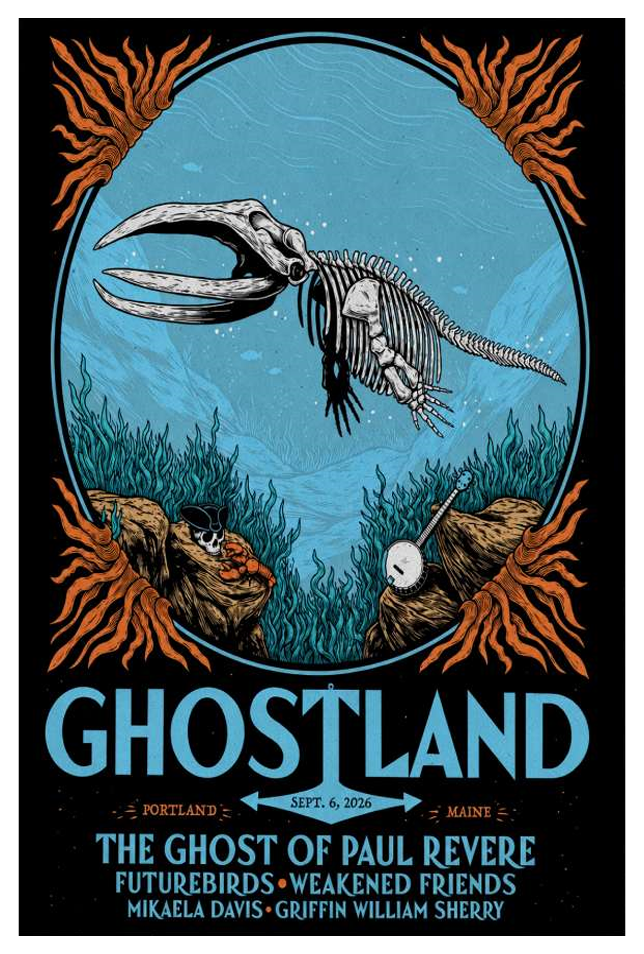 Ghostland Sep 6 2026 Portland ME Futurebirds The Ghost of Paul Revere Live Poster Exclusive Merch