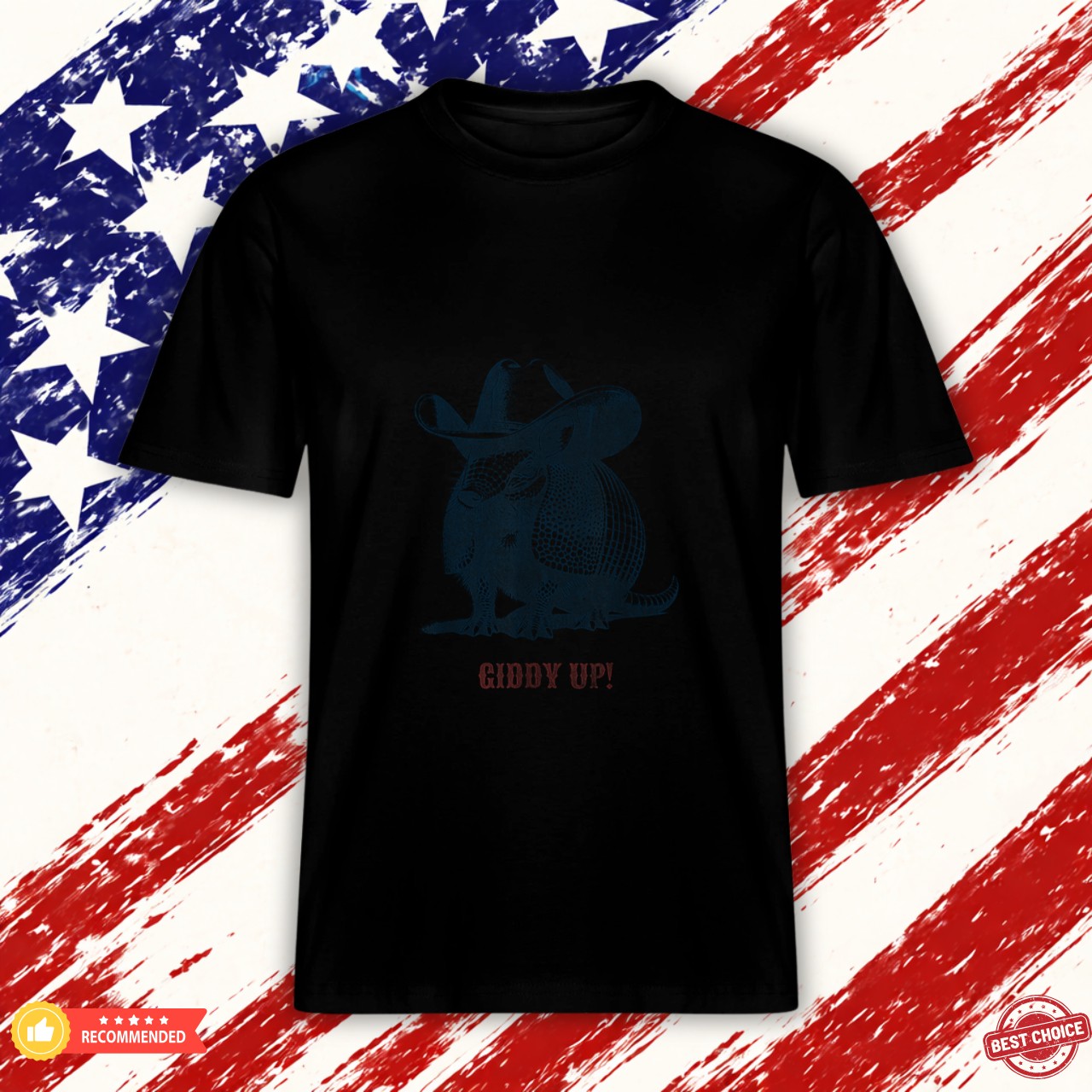 Giddy Up Cowboy Ready for RodeoCowboy Armadillo Graphic Shirt
