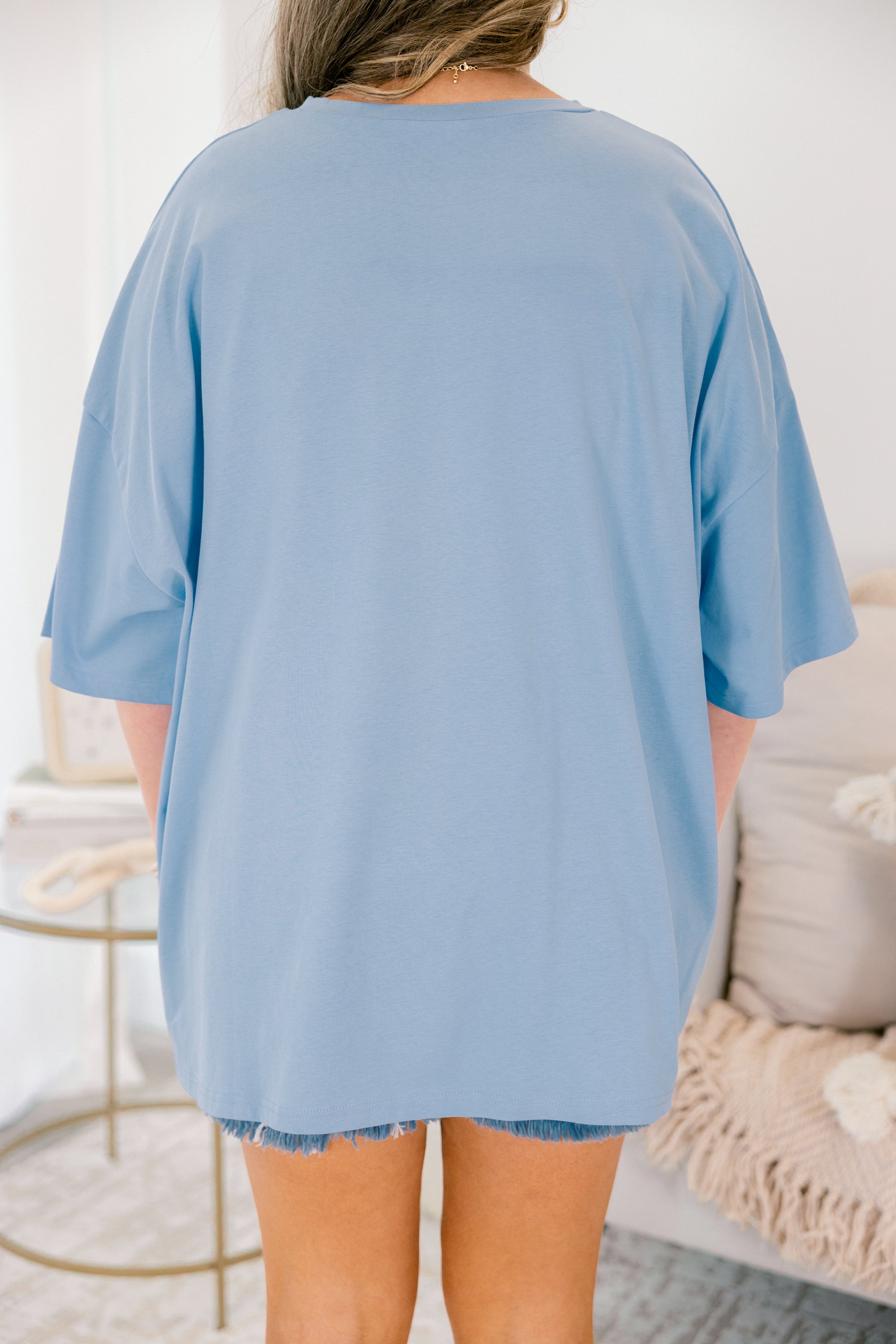 Go Easy On Em Boyfriend Tee, Spring Blue 5 Go Easy On Em Boyfriend Tee, Spring Blue - Image 5