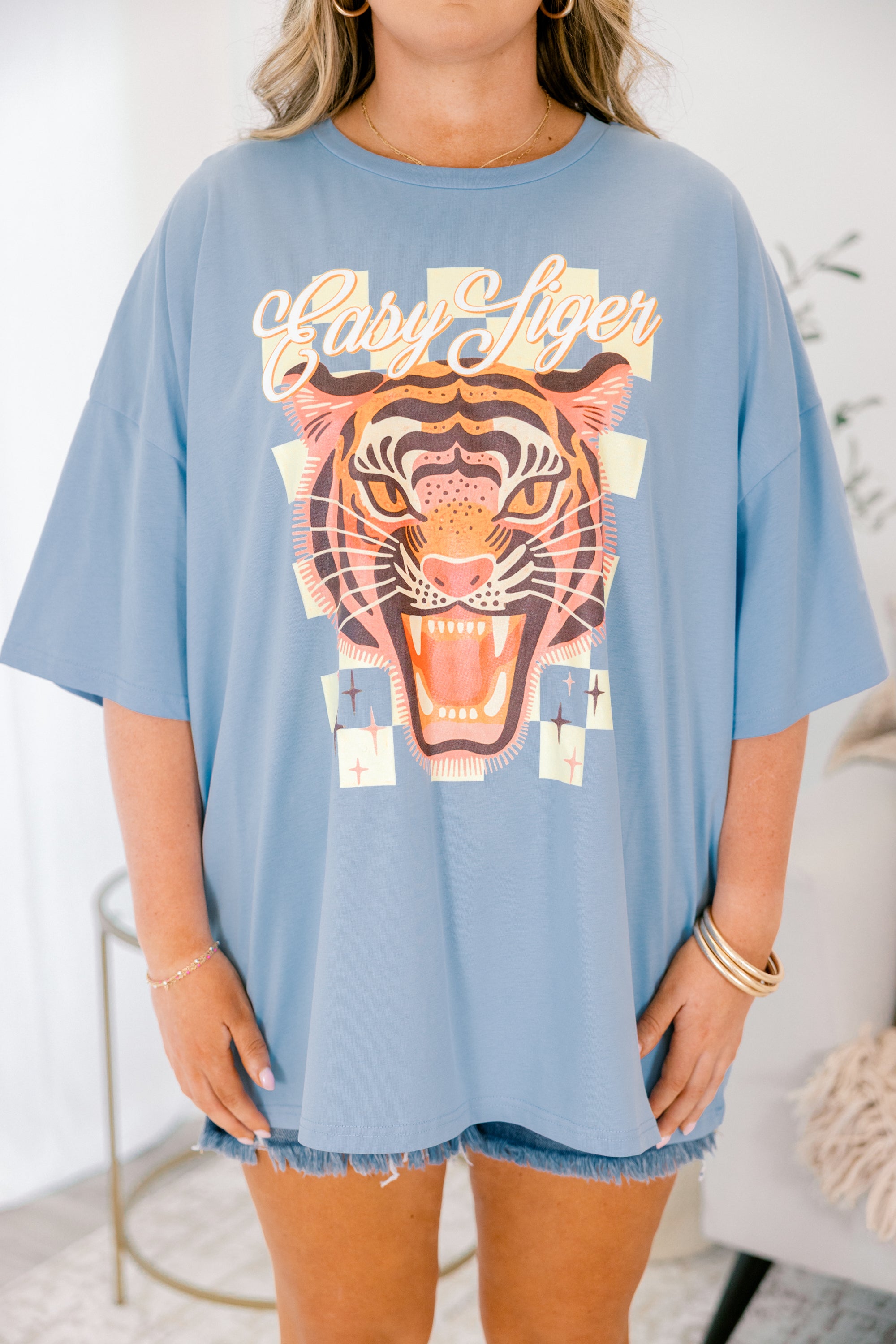 Go Easy On Em Boyfriend Tee, Spring Blue 4 Go Easy On Em Boyfriend Tee, Spring Blue - Image 4