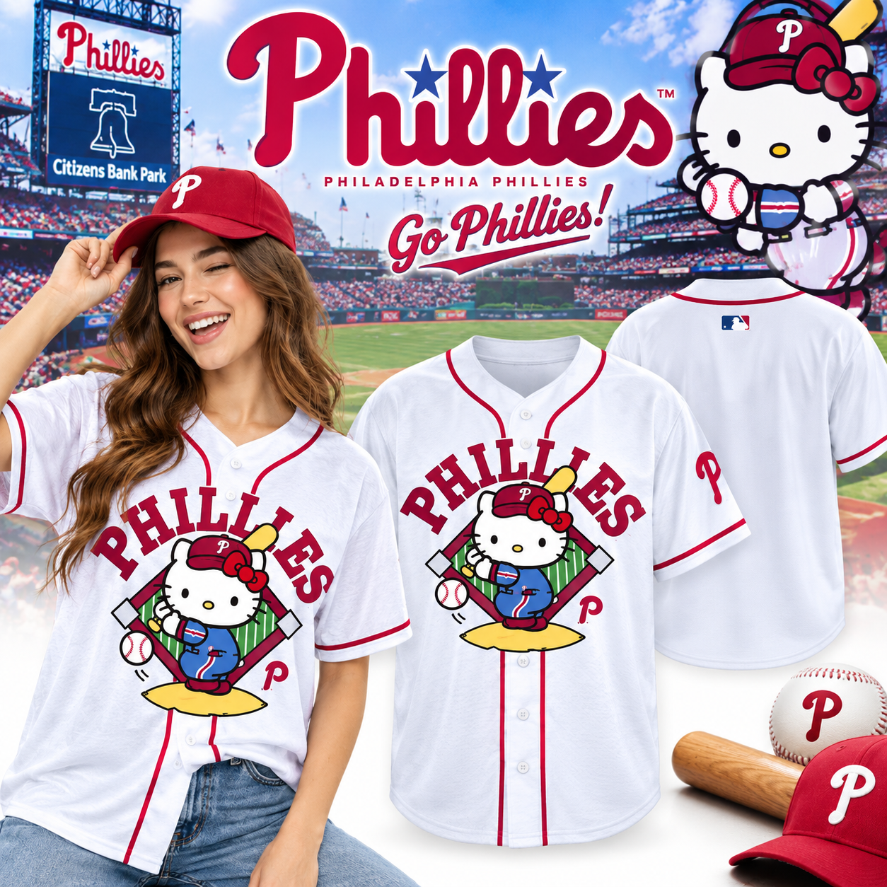 Go Phillies 2026 x Hello Kitty Baseball Jeysey Merch 2 - Unicasport Go Phillies 2026 x Hello Kitty Baseball Jeysey Merch