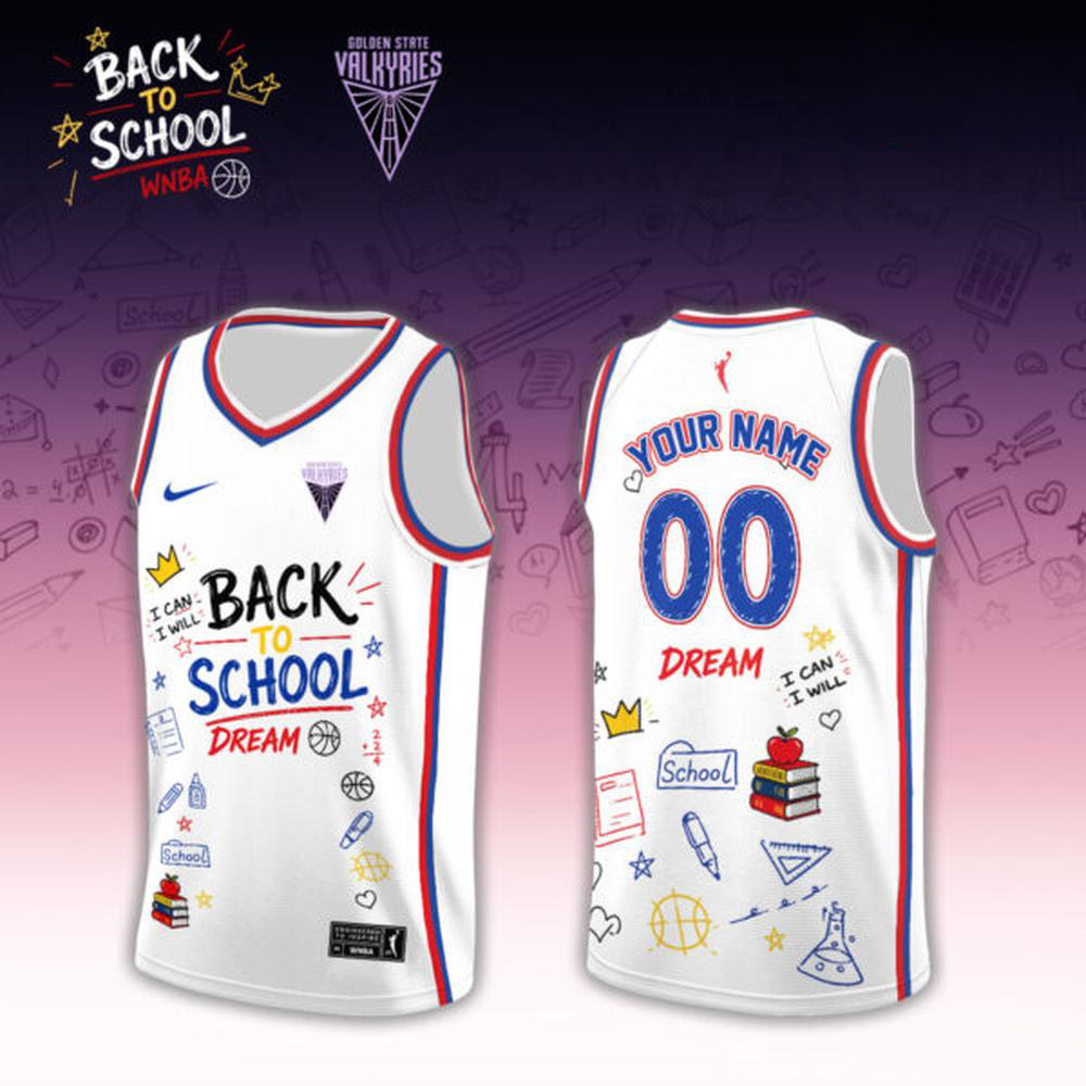 Custom White Basketball Jersey - Golden State Valkyries Back to School Doodle 2026 Edition 1 - Unicasport Custom White Basketball Jersey - Golden State Valkyries Back to School Doodle 2026 Edition