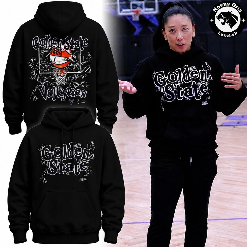 Golden State Valkyries Playa Society Black Shattered Glass Graphic Hoodie 1 - Unicasport Golden State Valkyries Playa Society Black Shattered Glass Graphic Hoodie