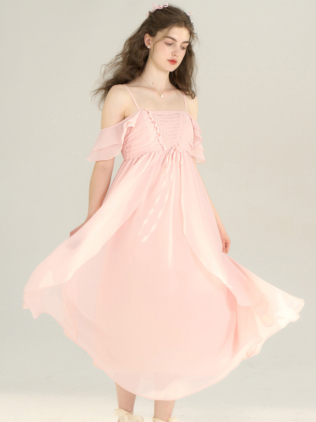 Good Stylists Fandango Rose Chiffon Flowy Strappy Maxi Summer Dress