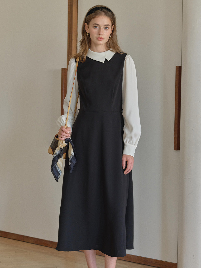 Good Stylists Snollygoster Black Sleeveless Pinafore Long Layered Gown