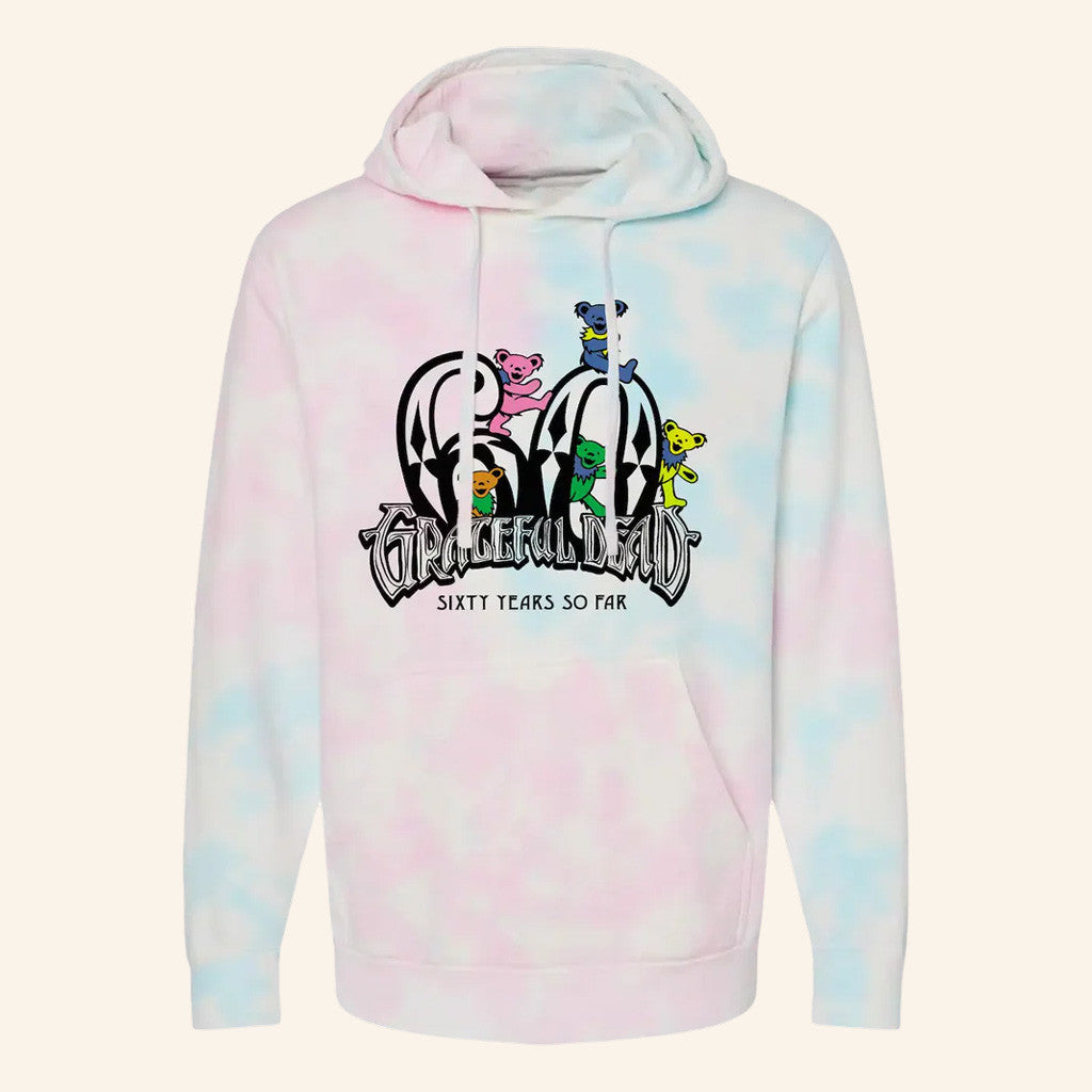 Grateful Dead Merch Diamond 60 Bears Tie Dye Hoodie Unique Gifts For Music Lovers