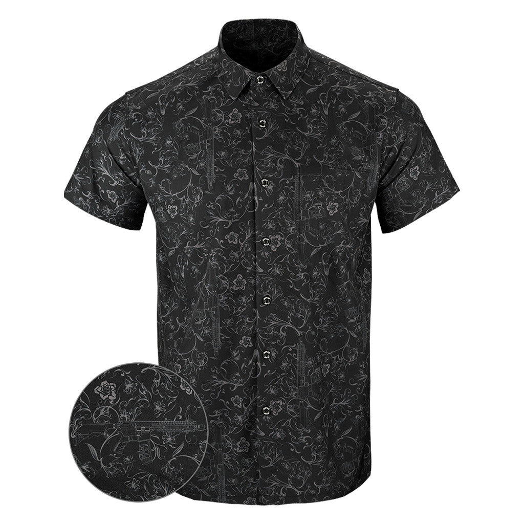 Gray Man Button Down Shirt Tactical Aloha Print Shirt Present For Father