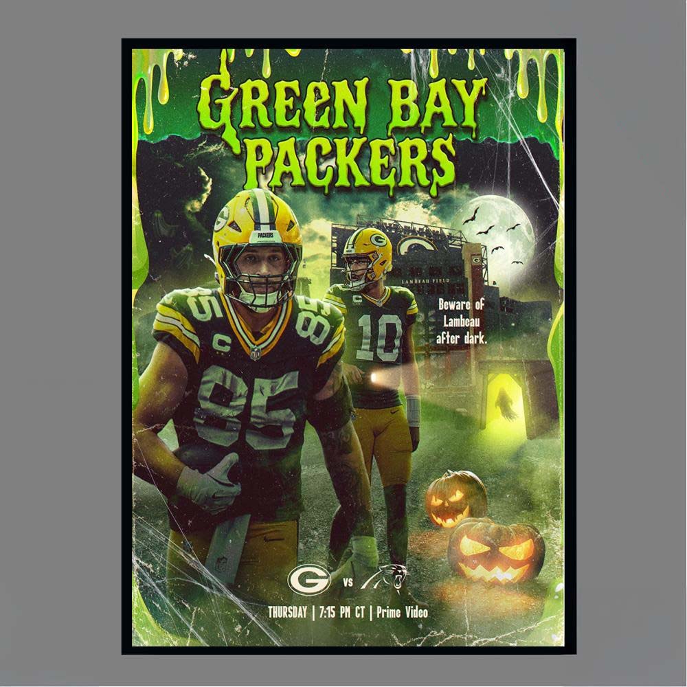 Green Bay Packers vs Panthers Halloween Lambeau Field Game Poster