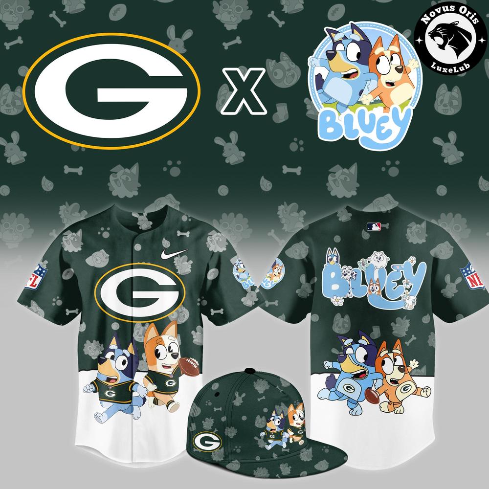 Green Bay Packers x Bluey Night NFL Custom Edition Jersey