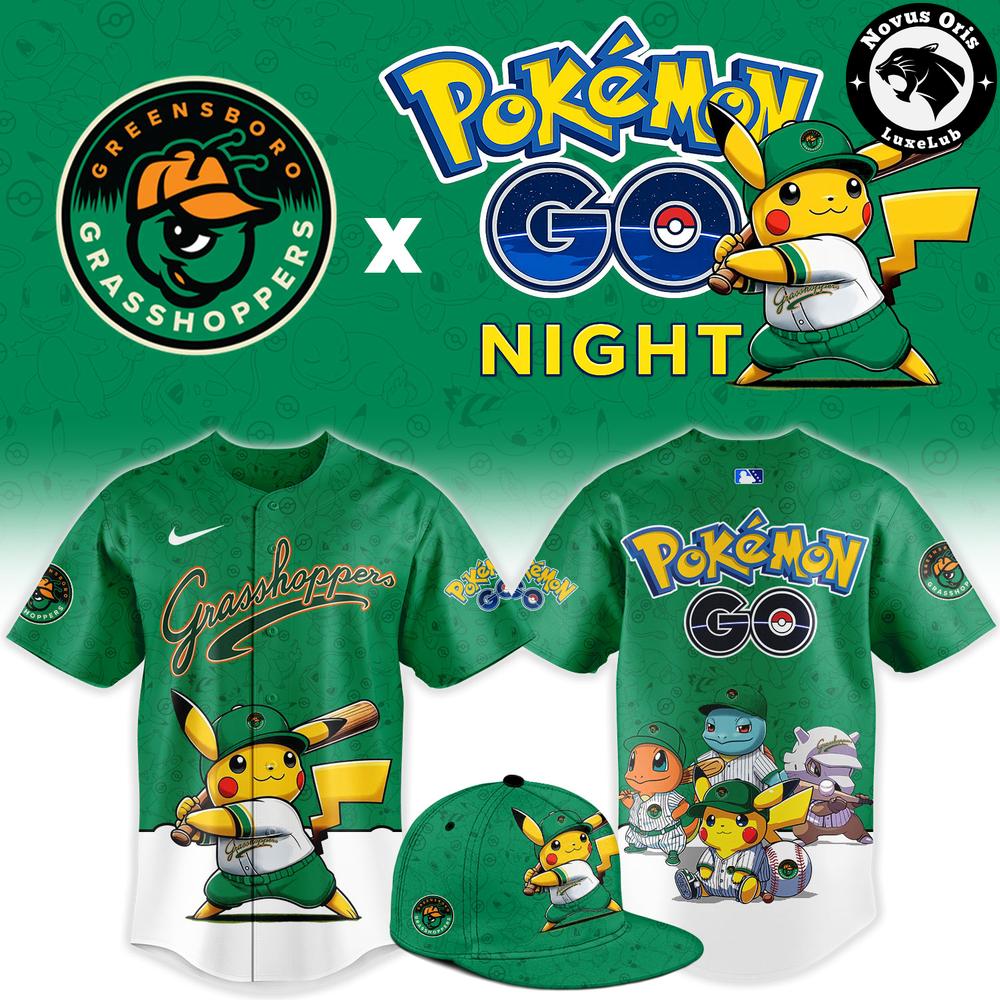 Greensboro Grasshoppers Pokemon GO Night Limited Edition Baseball Jersey 1 - Unicasport Greensboro Grasshoppers Pokemon GO Night Limited Edition Baseball Jersey
