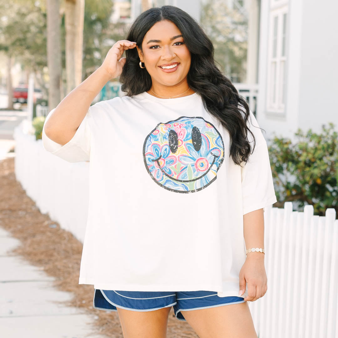 Groovy Smiling Boyfriend Tee, Ivory 6 Groovy Smiling Boyfriend Tee, Ivory - Image 6