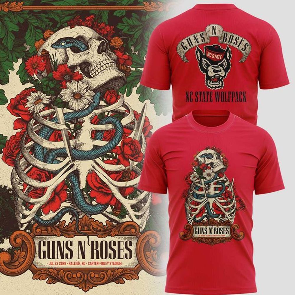 Guns N Roses NC State Wolfpack Football Red Shirt