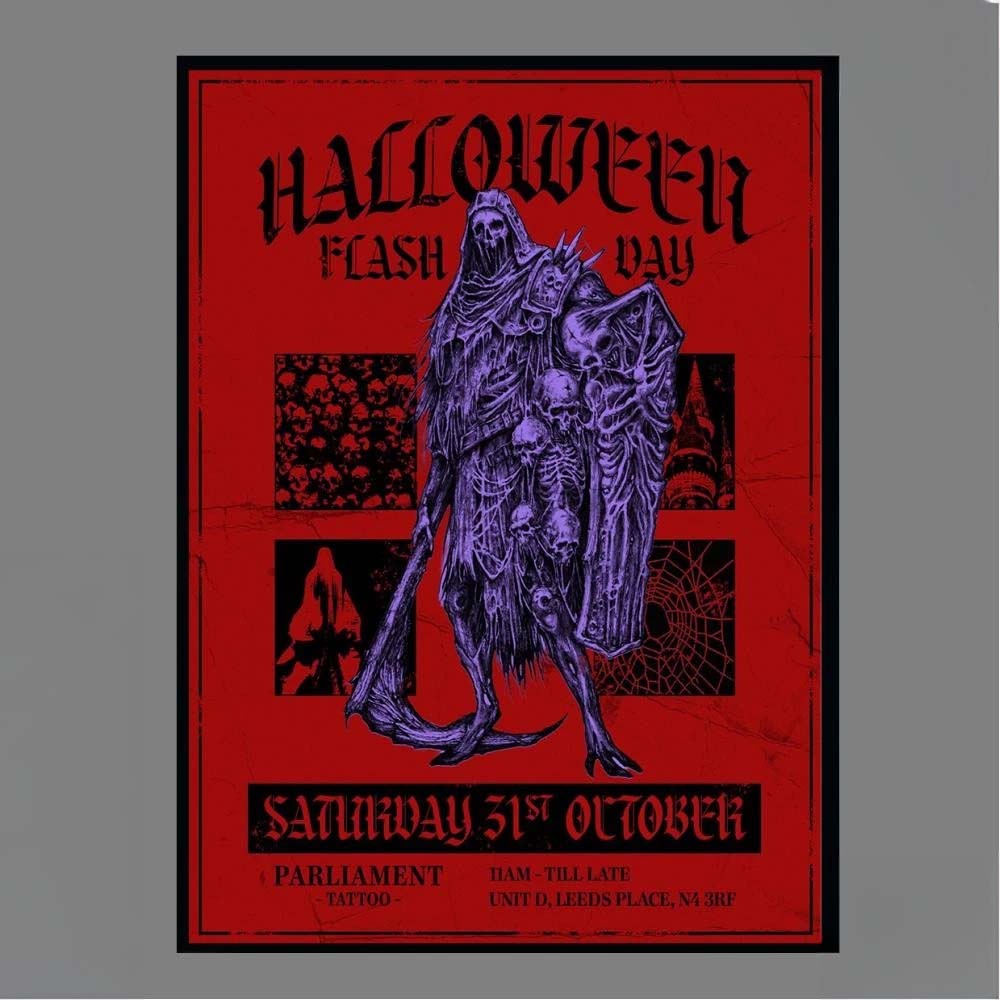 Halloween Flash Day Saturday 31st October Parliament Tattoo Leeds Place N4 3RF Event Poster