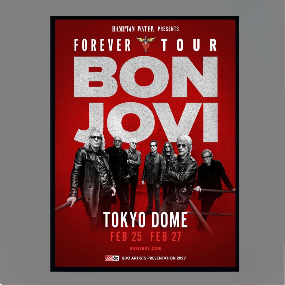 Hampton Water Presents Forever Tour Bon Jovi Tokyo Dome Feb 25 Feb 27 Udo Artists Presentation 2027 Poster