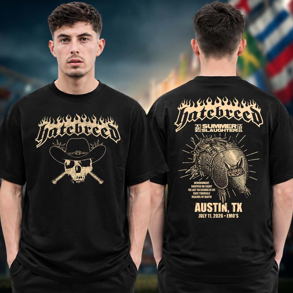 Hatebreed Event Tee Austin TX The Summer Slaughter 2026 Tour At Emo's In Austin TX On July 11 2026 Two Sided Unisex T Shirt