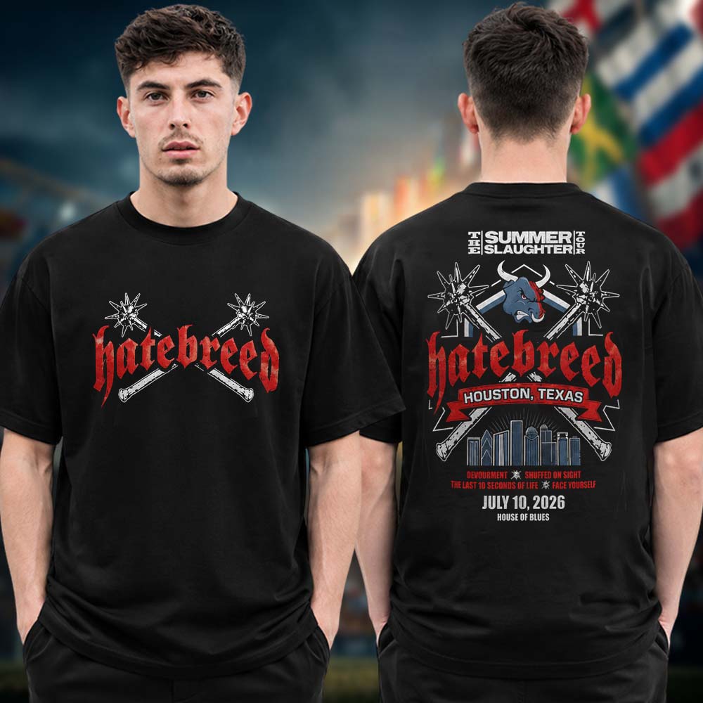 Hatebreed Event Tee Houston TX The Summer Slaughter 2026 Tour At House Of Blues In Houston TX On July 10 2026 Two Sided Unisex T Shirt