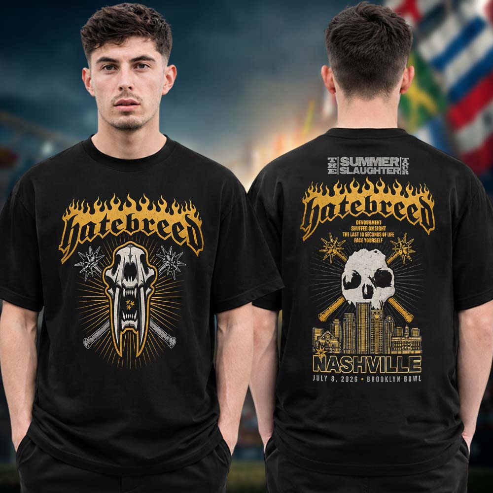Hatebreed Event Tee Nashville TN The Summer Slaughter 2026 Tour At Brooklyn Bowl Nashville In Nashville TN On July 8 2026 Two Sided Unisex T Shirt