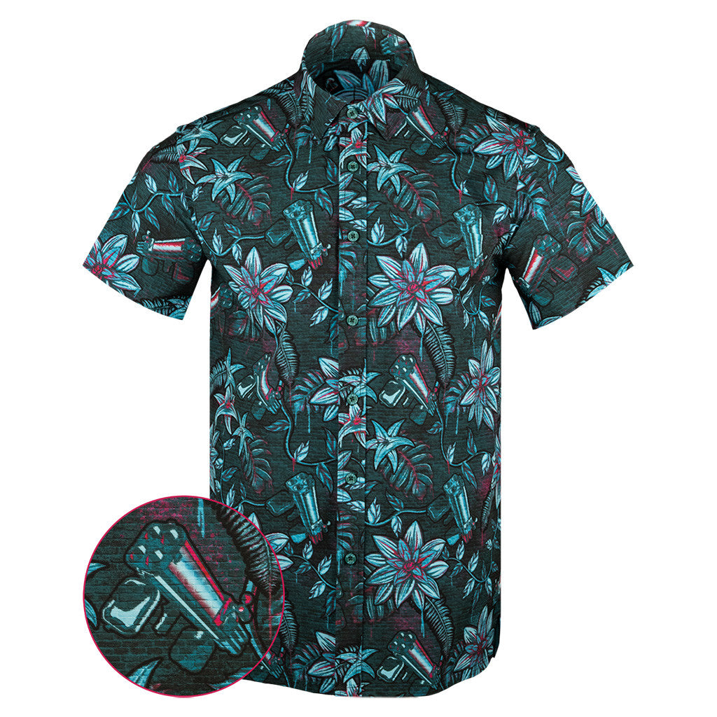 Hawaiian Drip V2 Button Down Shirt Tactical Tropical Print Shirt Christmas Present Ideas For Him