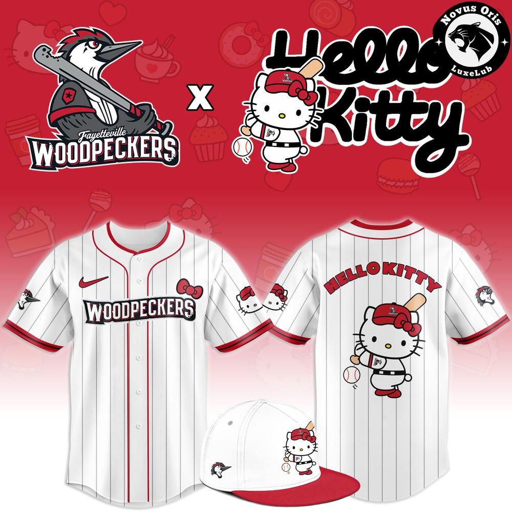 Hello Kitty Fayetteville Woodpeckers 2026 Special Edition Baseball Jersey 1 - Unicasport Hello Kitty Fayetteville Woodpeckers 2026 Special Edition Baseball Jersey