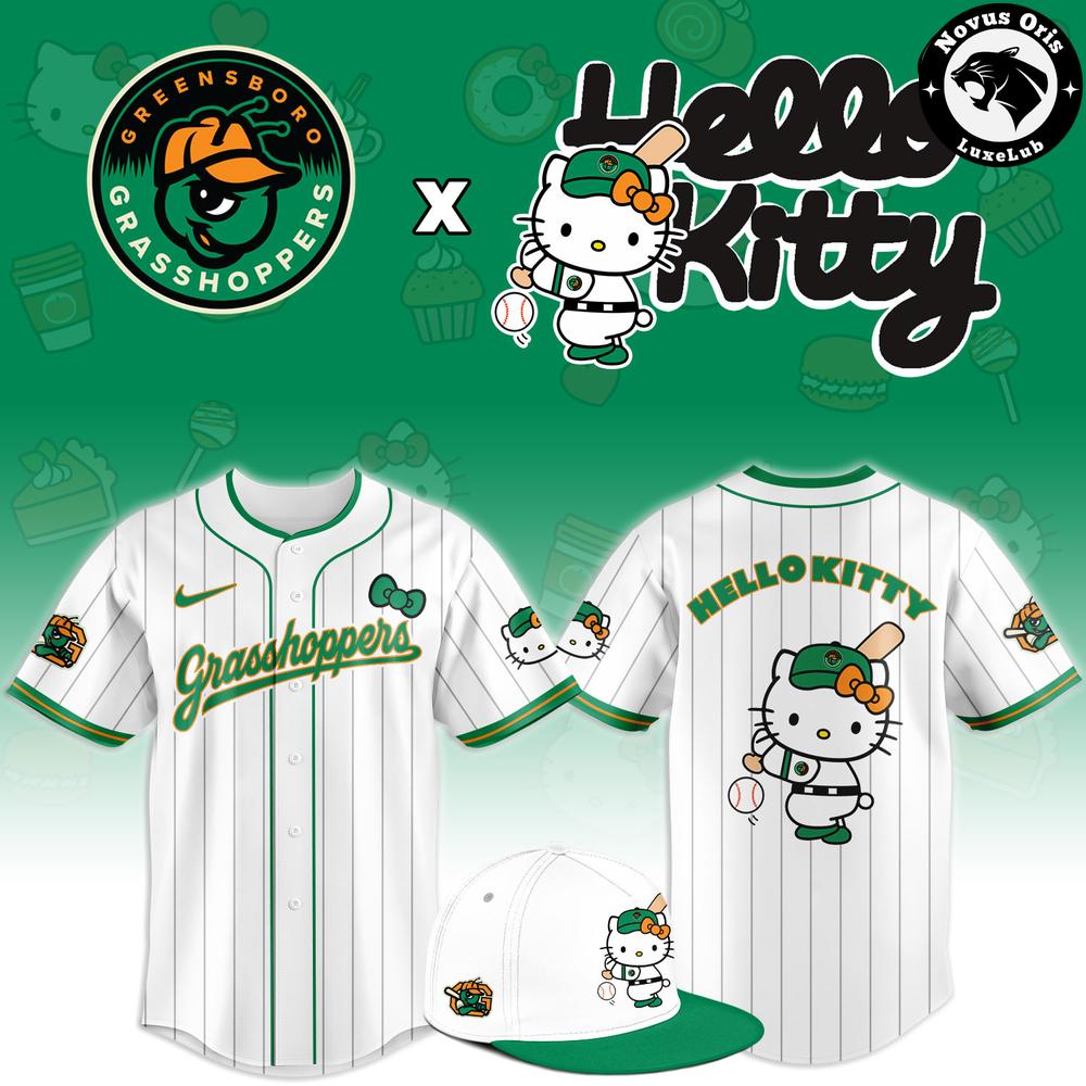 Hello Kitty Greensboro Grasshoppers 2026 Special Edition Baseball Jersey 1 - Unicasport Hello Kitty Greensboro Grasshoppers 2026 Special Edition Baseball Jersey